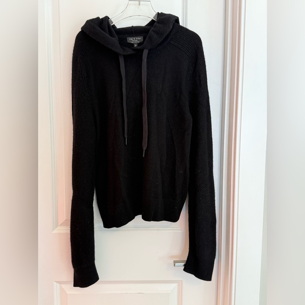 rag & bone Black Cashmere Hoodie Sweater